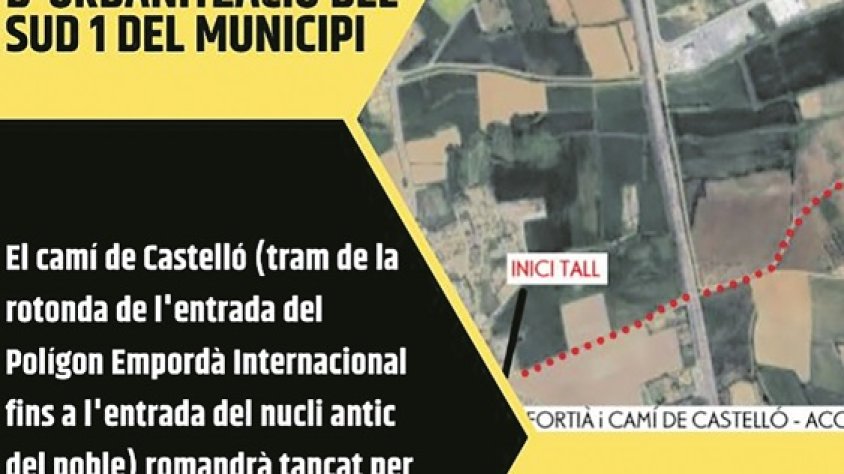 El camí de Castelló de Vilamalla, tancat per obres dos mesos