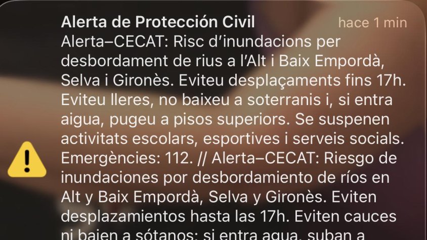 El missatge d'alerta