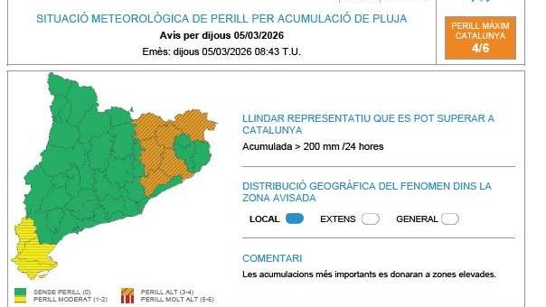 El pla INUNCAT per la borrasca Regina es mantindrà fins demà al migdia